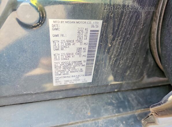 5N1AT2MV4GC865829 2016 NISSAN ROGUE Blue VIN sticker view