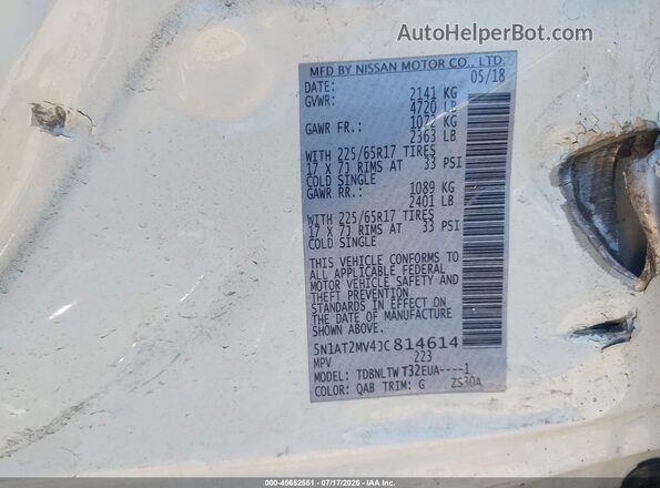 5N1AT2MV4JC814614 2018 NISSAN ROGUE White Engine compartment view