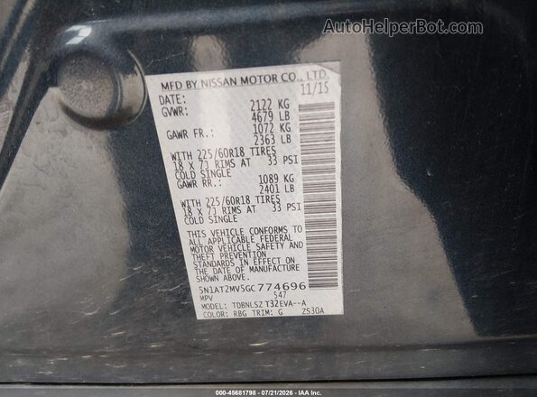 5N1AT2MV5GC774696 2016 NISSAN ROGUE Navy Շարժիչի բաժամունքի տեսք