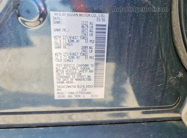 5N1AT2MV7GC826300 2016 NISSAN ROGUE Blue Widok komory silnika