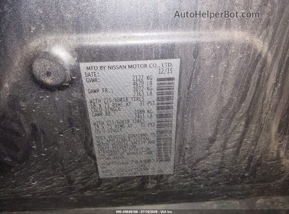5N1AT2MV8GC784882 2016 NISSAN ROGUE Gray Շարժիչի բաժամունքի տեսք