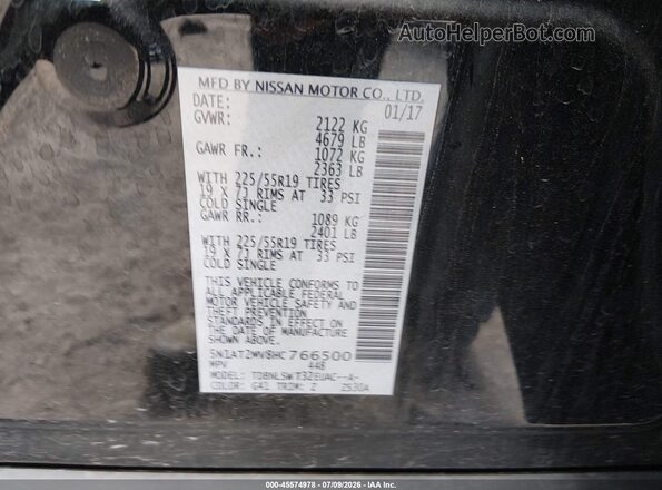 5N1AT2MV8HC766500 2017 NISSAN ROGUE Black Widok komory silnika
