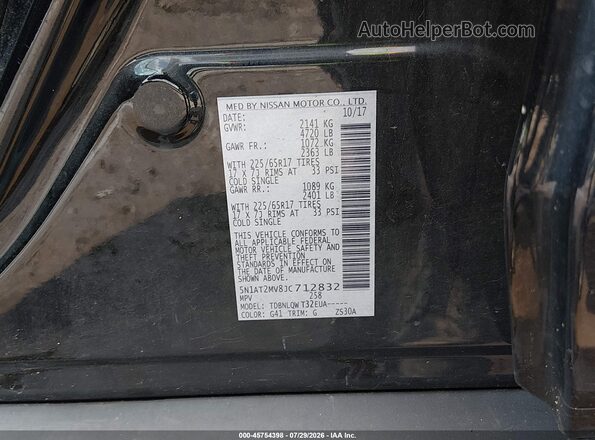 5N1AT2MV8JC712832 2018 NISSAN ROGUE Black Вид підкапотного простору
