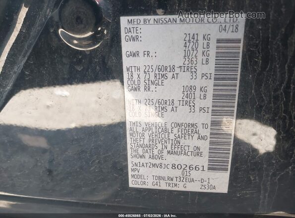 5N1AT2MV8JC802661 2018 NISSAN ROGUE Black Widok komory silnika