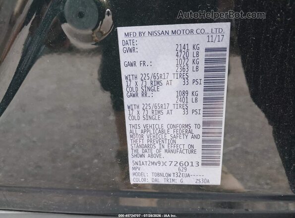 5N1AT2MV9JC726013 2018 NISSAN ROGUE Green Widok komory silnika