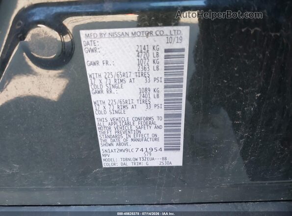 5N1AT2MV9LC741954 2020 NISSAN ROGUE Green Widok komory silnika