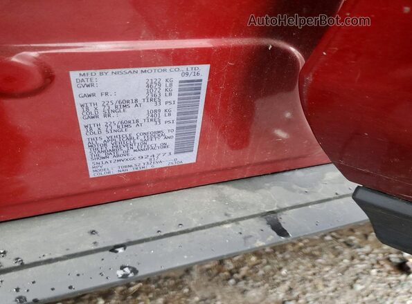 5N1AT2MVXGC924771 2016 NISSAN ROGUE Red VIN sticker view