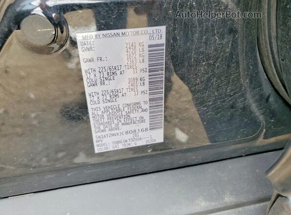 5N1AT2MVXJC808168 2018 NISSAN ROGUE Black Widok naklejki z numerem VIN