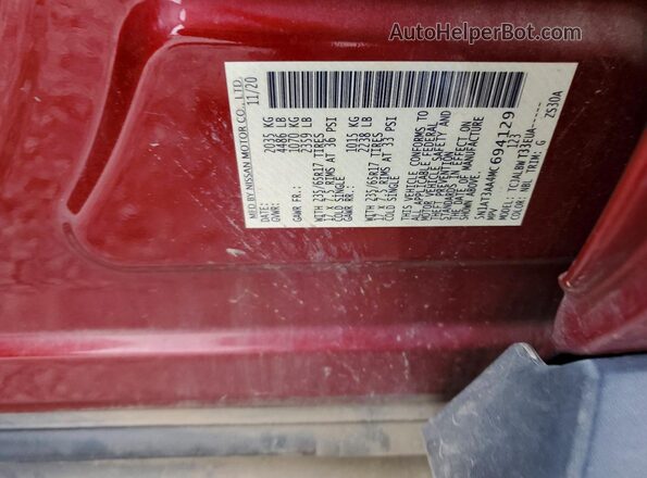 5N1AT3AA4MC694129 2021 NISSAN ROGUE Red VIN sticker view