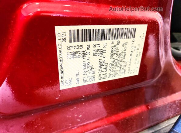 5N1AT3AA4MC805570 2021 NISSAN ROGUE Maroon Widok naklejki z numerem VIN
