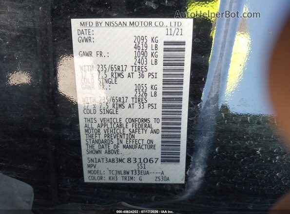 5N1AT3AB3MC831067 2021 NISSAN ROGUE Black Widok komory silnika