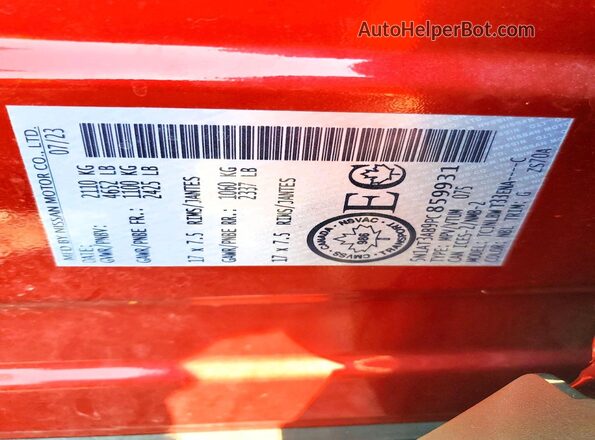 5N1AT3AB9PC859931 2023 NISSAN ROGUE Red სალონის 360-გრადუსიანი ხედი