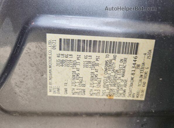 5N1AT3BA1MC813446 2021 NISSAN ROGUE Gray სალონის 360-გრადუსიანი ხედი