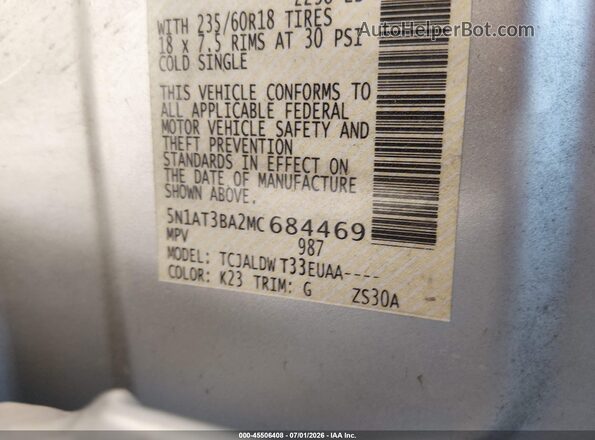 5N1AT3BA2MC684469 2021 NISSAN ROGUE Silver Вид підкапотного простору