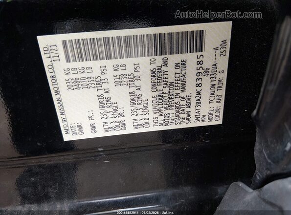 5N1AT3BA2MC839585 2021 NISSAN ROGUE Черный Вид подкапотного пространства