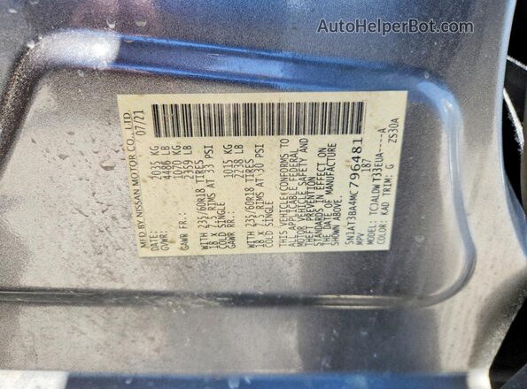 5N1AT3BA4MC796481 2021 NISSAN ROGUE Gray Սալոնի 360 աստիճան տեսք