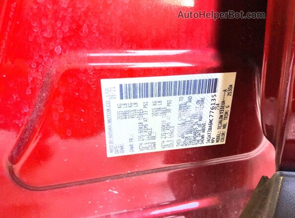 5N1AT3BA6MC776135 2021 NISSAN ROGUE Red Vista de la etiqueta del VIN