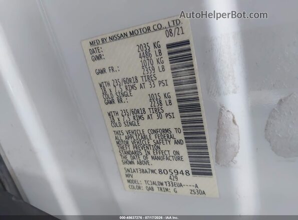 5N1AT3BA7MC805948 2021 NISSAN ROGUE White Widok komory silnika