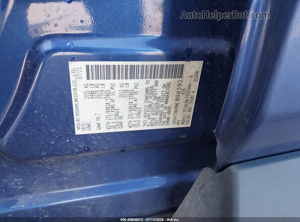 5N1AT3BA9MC804591 2021 NISSAN ROGUE Blue Vista del compartimento del motor