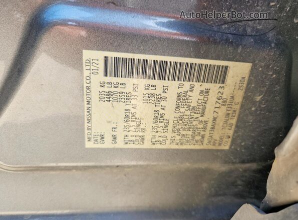 5N1AT3BAXMC717623 2021 NISSAN ROGUE Gray 360 interior view