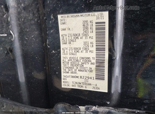 5N1AT3BB0MC822941 2021 NISSAN ROGUE Black Widok komory silnika