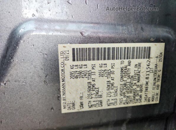 5N1AT3BB3MC811562 2021 NISSAN ROGUE Gray Widok naklejki z numerem VIN