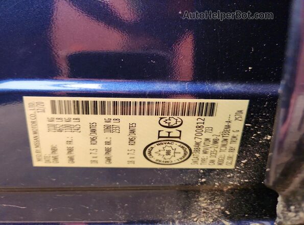 5N1AT3BB4MC700812 2021 NISSAN ROGUE Blue VIN sticker view