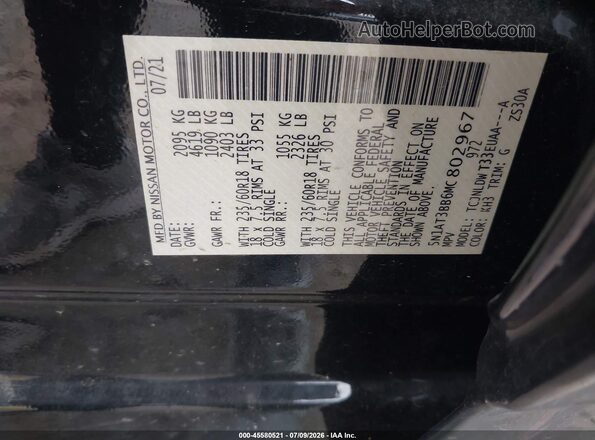 5N1AT3BB6MC802967 2021 NISSAN ROGUE Black Շարժիչի բաժամունքի տեսք