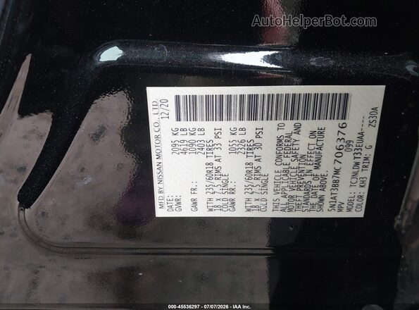 5N1AT3BB7MC706376 2021 NISSAN ROGUE Black Widok komory silnika