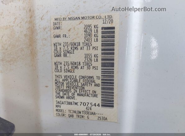 5N1AT3BB7MC707544 2021 NISSAN ROGUE White Vista del compartimento del motor