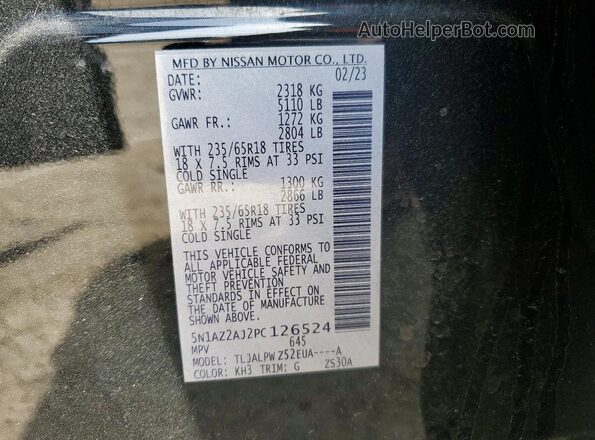 5N1AZ2AJ2PC126524 2023 NISSAN MURANO Black Widok wnętrza 360 stopni