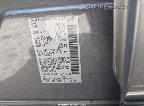 5N1AZ2AS3NC117370 2022 NISSAN MURANO Gray Widok komory silnika