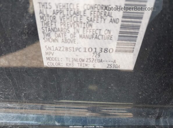 5N1AZ2BS1PC101380 2023 NISSAN MURANO Черный Вид подкапотного пространства
