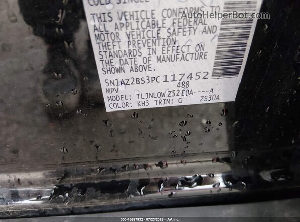 5N1AZ2BS3PC117452 2023 NISSAN MURANO Black Вид підкапотного простору