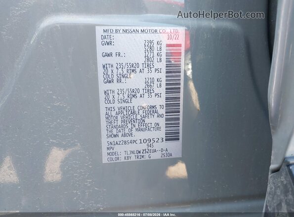 5N1AZ2BS4PC109523 2023 NISSAN MURANO Gray Vista del compartimento del motor