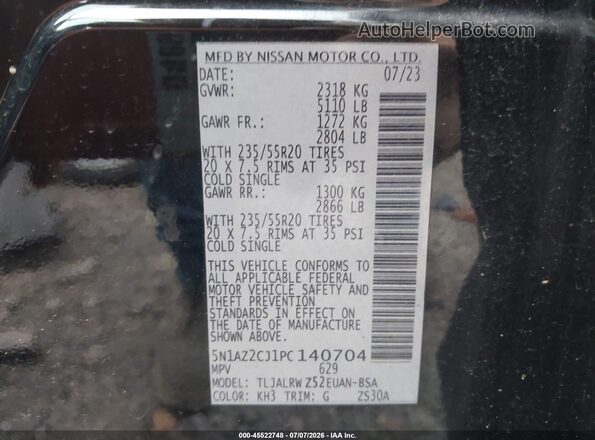 5N1AZ2CJ1PC140704 2023 NISSAN MURANO Black Вид підкапотного простору