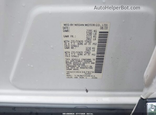 5N1AZ2CS0LN167979 2020 NISSAN MURANO White Вид підкапотного простору