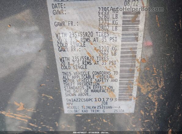 5N1AZ2CS6PC101793 2023 NISSAN MURANO Gray Շարժիչի բաժամունքի տեսք