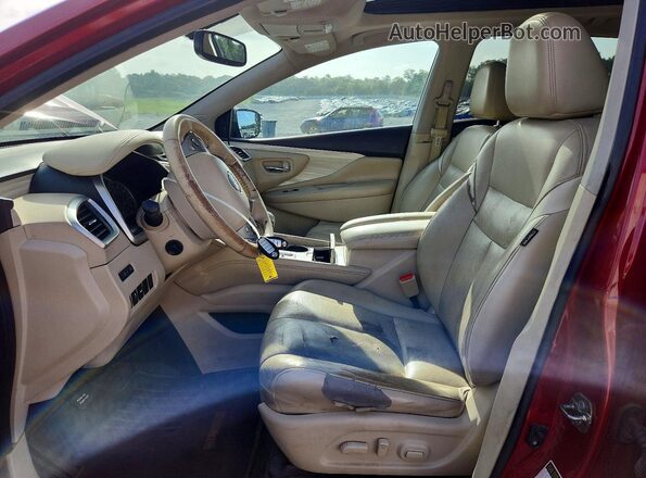 5N1AZ2MH2HN139899 2017 NISSAN MURANO Бордовый Вид салона спереди