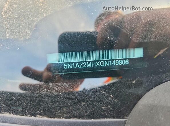 5N1AZ2MHXGN149806 2016 NISSAN MURANO Silver VIN sticker view
