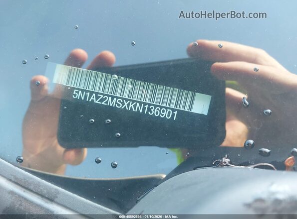 5N1AZ2MSXKN136901 2019 NISSAN MURANO Silver 