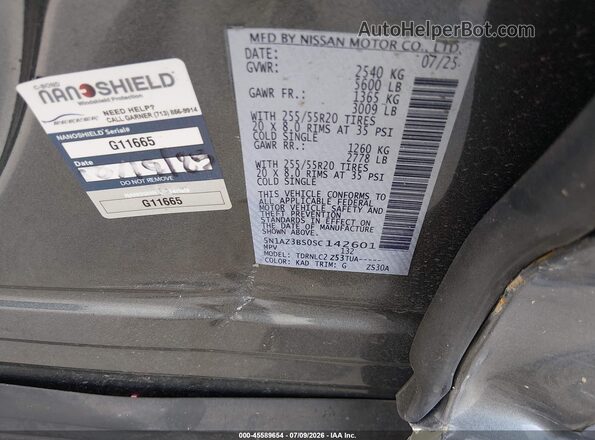 5N1AZ3BS0SC142601 2025 NISSAN MURANO Gray Вид підкапотного простору