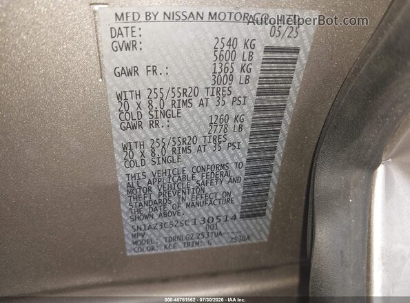 5N1AZ3CS2SC130514 2025 NISSAN MURANO Beige Вид підкапотного простору