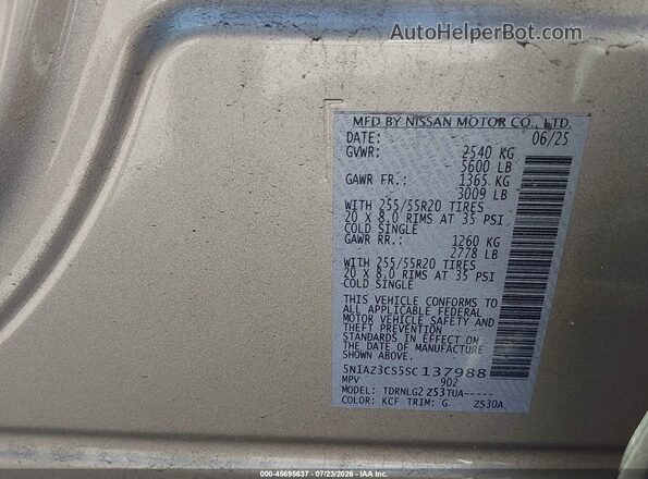 5N1AZ3CS5SC137988 2025 NISSAN MURANO Gold Vista del compartimento del motor