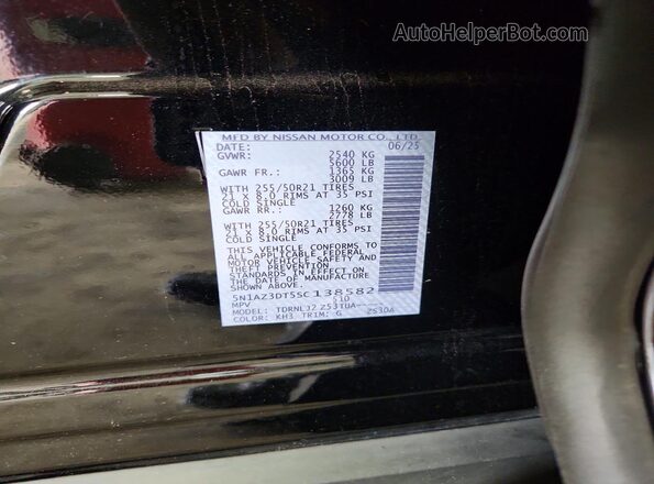 5N1AZ3DT5SC138582 2025 NISSAN MURANO Черный Вид наклейки с VIN-кодом