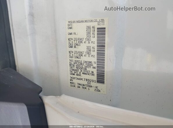 5N1BT3AA0PC789201 2023 NISSAN ROGUE White Widok komory silnika