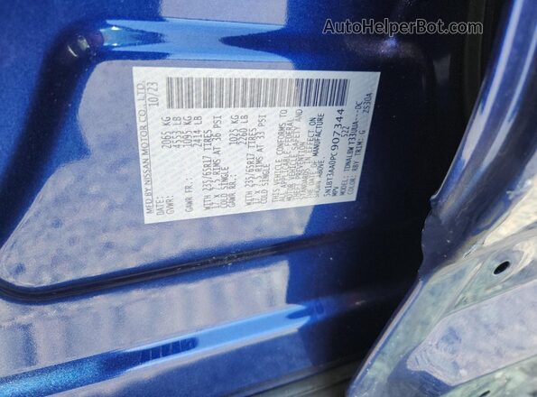 5N1BT3AA0PC907344 2023 NISSAN ROGUE Blue VIN կոդի պիտակի տեսք