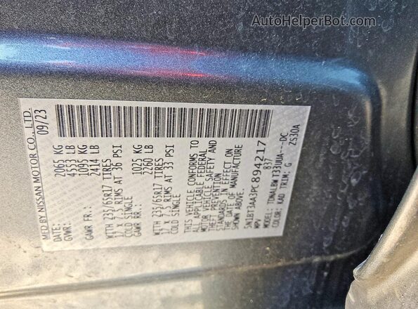 5N1BT3AA3PC894217 2023 NISSAN ROGUE Серый Вид наклейки с VIN-кодом