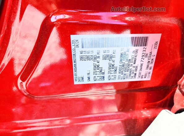5N1BT3AA4RC729232 2024 NISSAN ROGUE Red Widok wnętrza 360 stopni