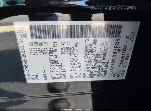 5N1BT3AA6PC883888 2023 NISSAN ROGUE Black Engine compartment view